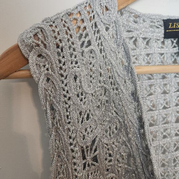 VTG Y2K Lisa Original Sweater Vest Sz Medium Womens Silver Sparkle Fairy Glitter - Picture 3 of 10